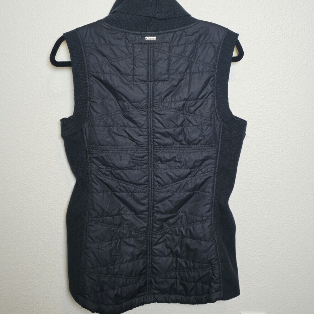 prAna Women’s Quilted Fleece Vest Small Black Cowl Neck Outdoor Hiking - Picture 2 of 9